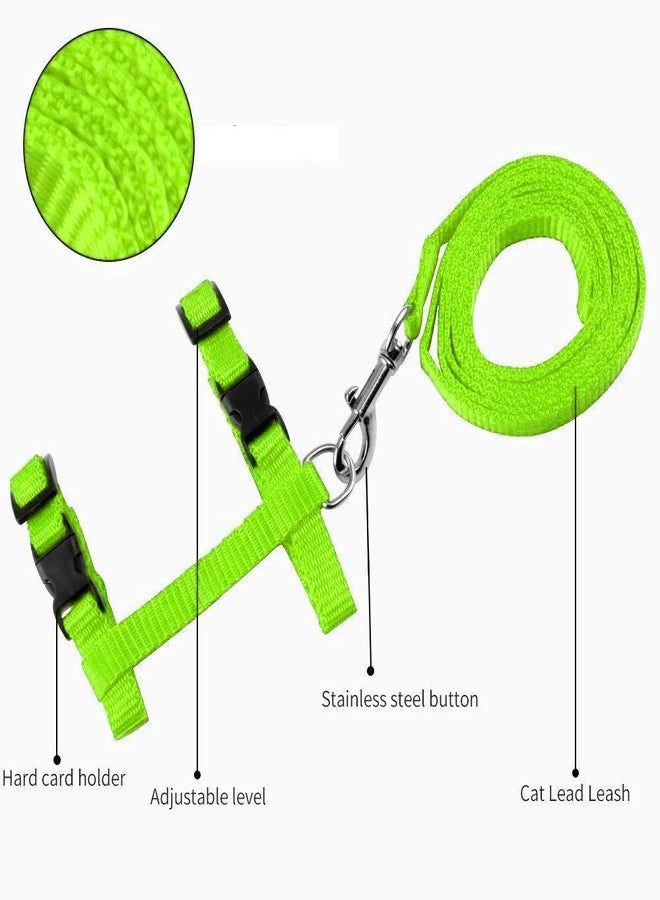 Pups&Pets طقم حزام ومقود للقطط من Pups&Pets - طوق حزام نايلون قابل للتعديل مع مقود للمشي مع الحيوانات الأليفة الصغيرة - سادة (أخضر) - Image 2